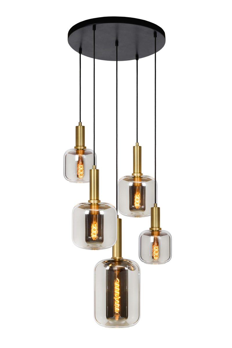 LUCIDE JOANET - Lampada a Sospensione - Ø 66 cm - 5xE27 - Fumé