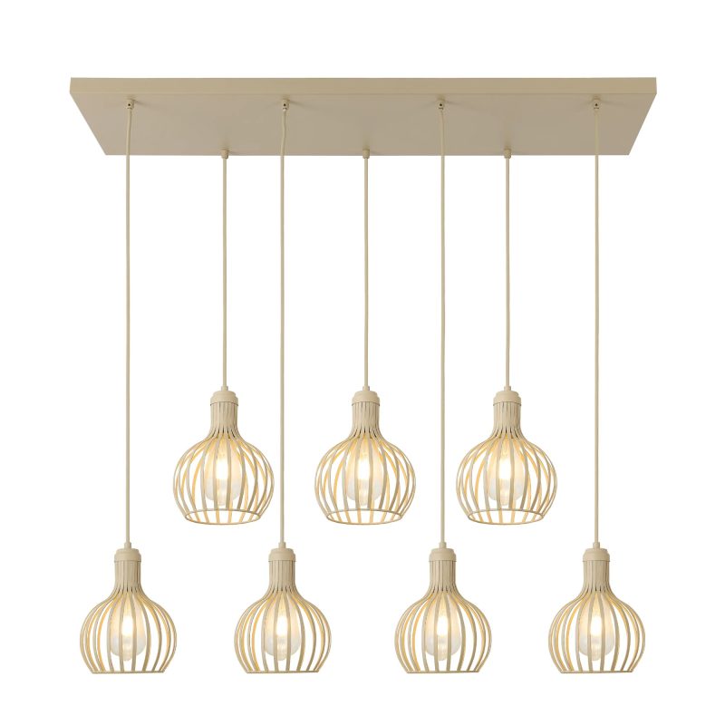 Fantasia RAGA pendant light with 7 E27 sockets, beige