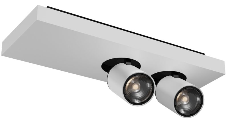 Fantasia Nysit square surface spotlight, 2-light GU10 dimmable