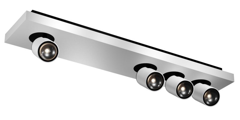 Fantasia Nysit square surface spotlight 4-light GU10 dimmable steel black-white