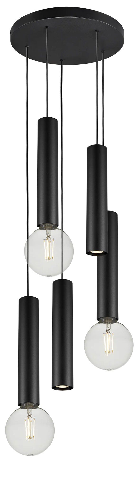 Fantasia Taboo lampada a sospensione 5 luci nera alluminio, GU10/E27 escl.