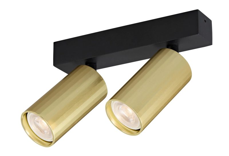 Fantasia Barra faretti Oryx 2 luci alluminio nero/oro MR11 escl. lampadina