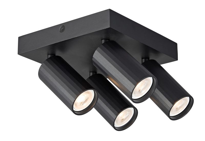 Fantasia Oryx eckiger Deckenspot 4-flammig schwarz Aluminium