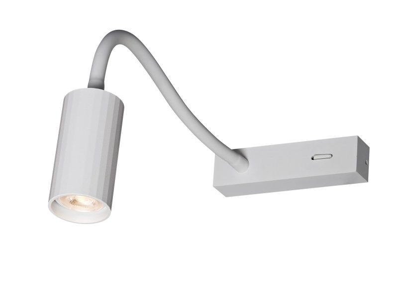 Fantasia Oryx wandlamp flexibel wit, MR11-fitting, aan/uit-schakelaar