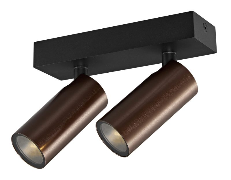 Fantasia Xia ceiling/wall spot, 2 light points, bronze