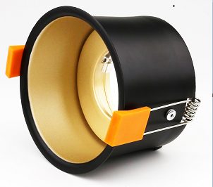 Foco empotrable 90mm negro/oro GU10 orientable, bombilla no incluida
