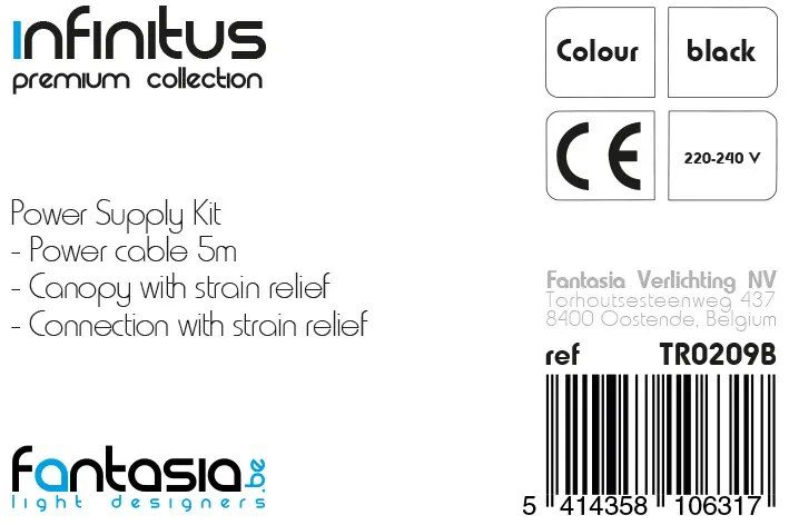 Fantasia Infinitus voedingsset zwart, vervangonderdeel voor LED-armaturen