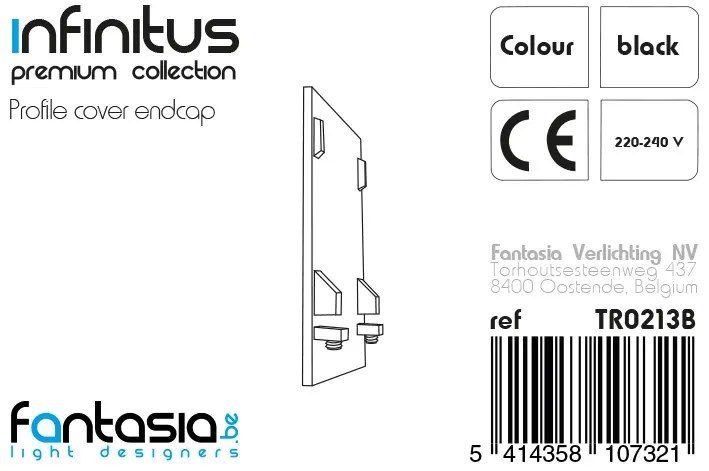Fantasia Infinitus eindkap zwart voor aluminium LED profiel