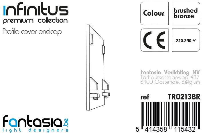 Fantasia Infinitus end cap for LED profile cover, bronze colour