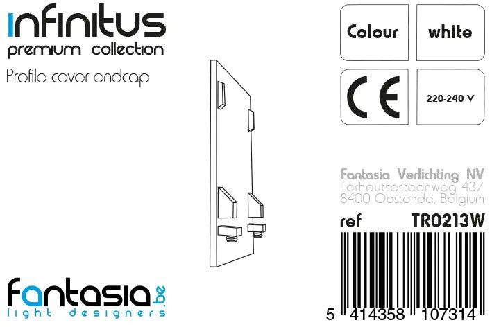 Fantasia Infinitus end cap for LED profile, white, closes off profile end