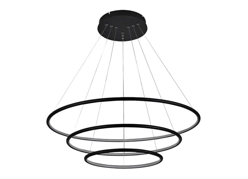 Fantasia Annu LED Pendelleuchte 3 Ringe schwarz Aluminium dimmbar 84W 3000K