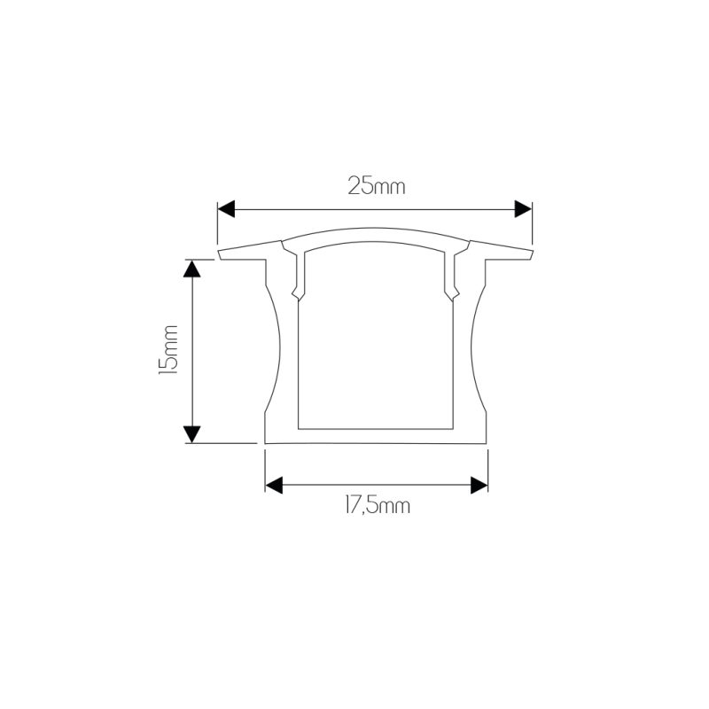 Fantasia FENNA profilo in alluminio per strisce LED 25x15x1000mm grigio