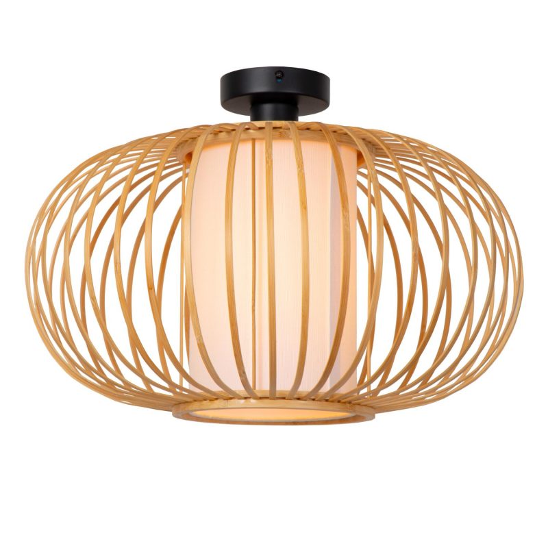 LUCIDE THULINE - Ceiling Light - Ø 45 cm - 1xE27 - Light Wood Look - Essential