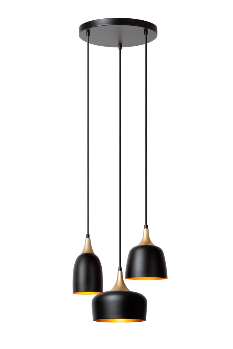 LUCIDE CHAYANNE - Lampada a Sospensione - Ø 30 cm - 3xE14 - Nera