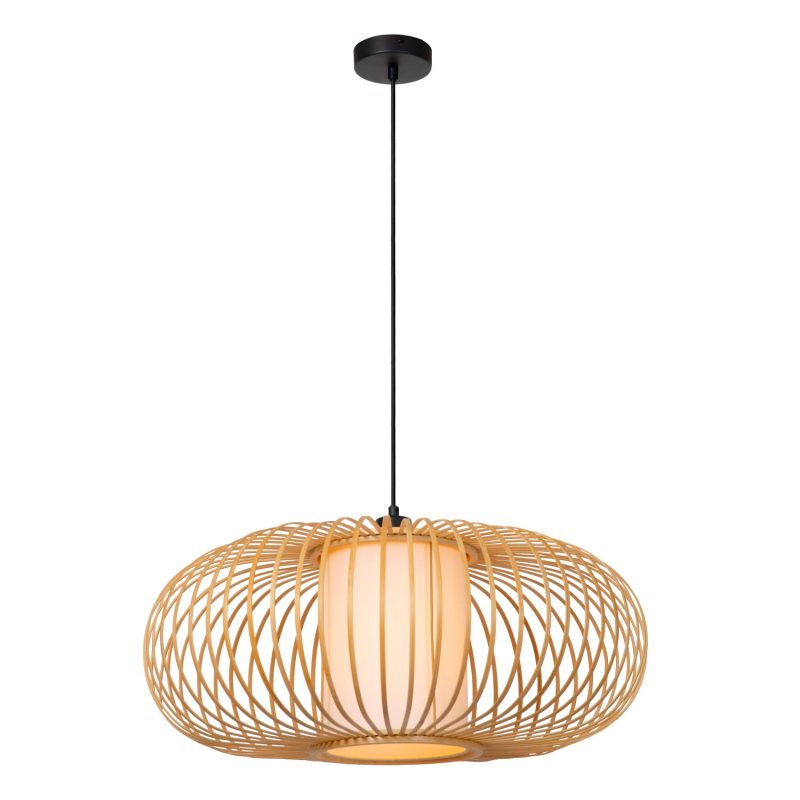 LUCIDE THULINE - Lampada a Sospensione - Ø 60 cm - 1xE27 - Aspetto Legno Chiaro - Essential