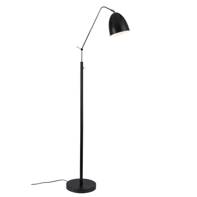 Nordlux Lámpara de pie flexible negra con E27, metal, regulable