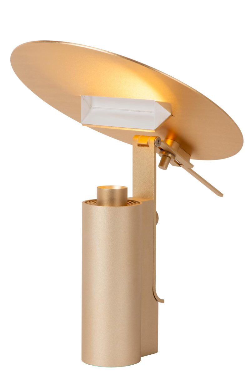 LUCIDE FITS - Lampe de Table - Ø 20 cm - LED - 1x7W 3000K - Or Mat / Laiton - Premium