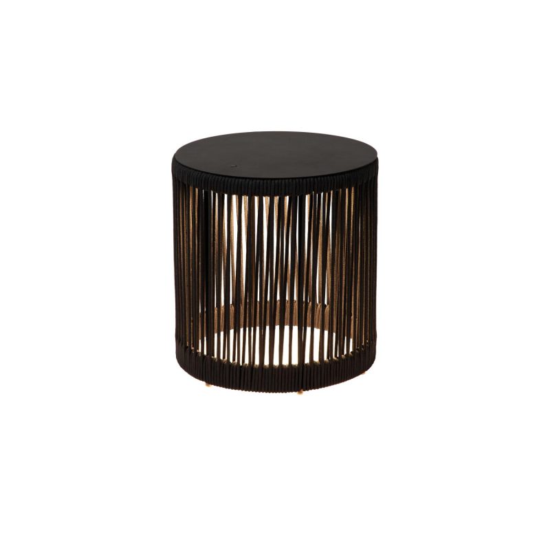 LUCIDE PINGI - Lámpara de Pie Recargable Interior/Exterior - Batería/Accu - Ø 33,5 cm - LED 3 StepDim - 1x3W 3000K - IP44 - Negra