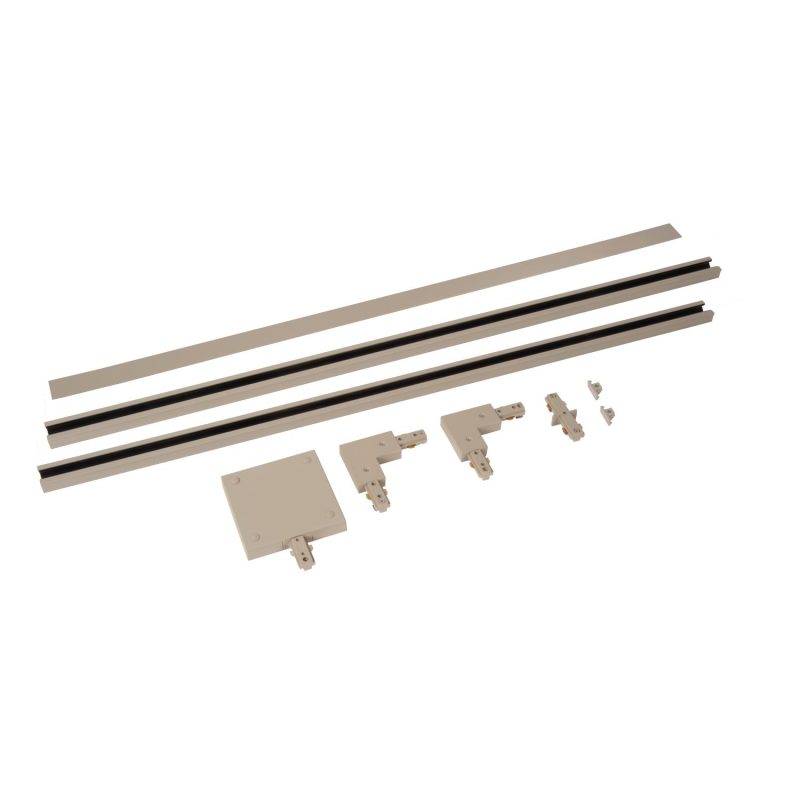 LUCIDE TRACK Starterset - 1-Phasen-Schienensystem / Schienenbeleuchtung - 2 Meter - Taupe