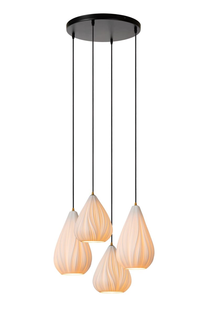 LUCIDE CINZIA - Hanglamp - Ø 55,5 cm - 4xE27 - Wit