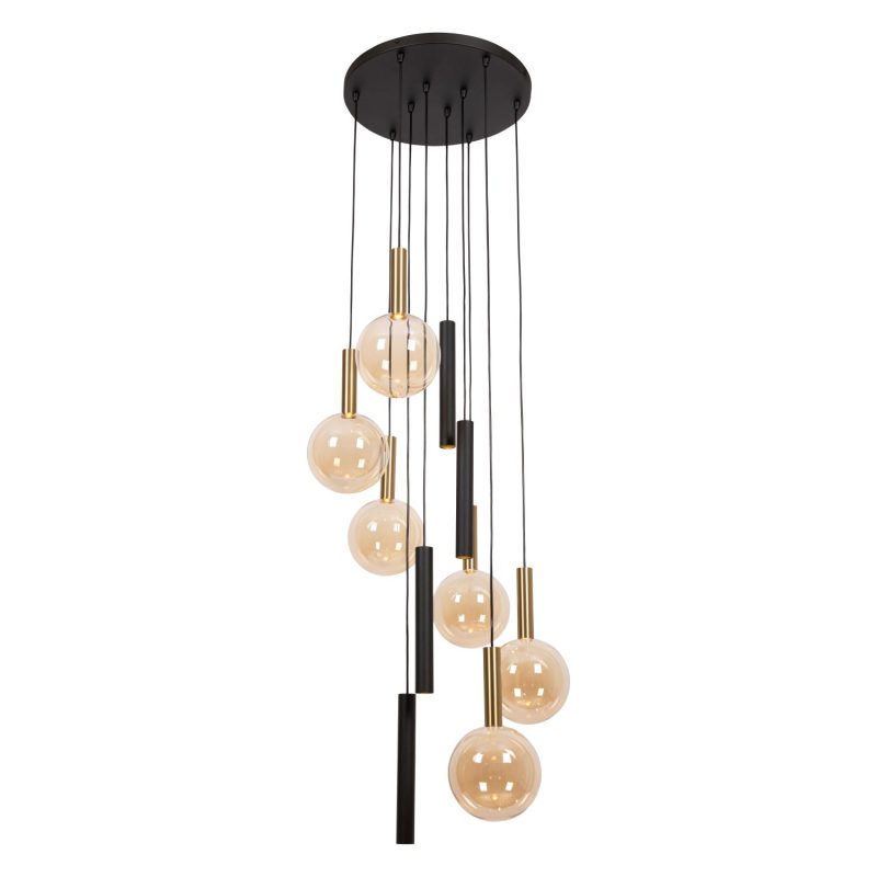 LUCIDE JOSIANE - Pendelleuchte - Ø 55 cm - 6xG9 - Geeignet für Hohe Decken - Schwarz - Vibes