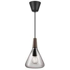 Nordlux Pendelleuchte mit Nussbaum-Top und Rauchglasschirm, E27