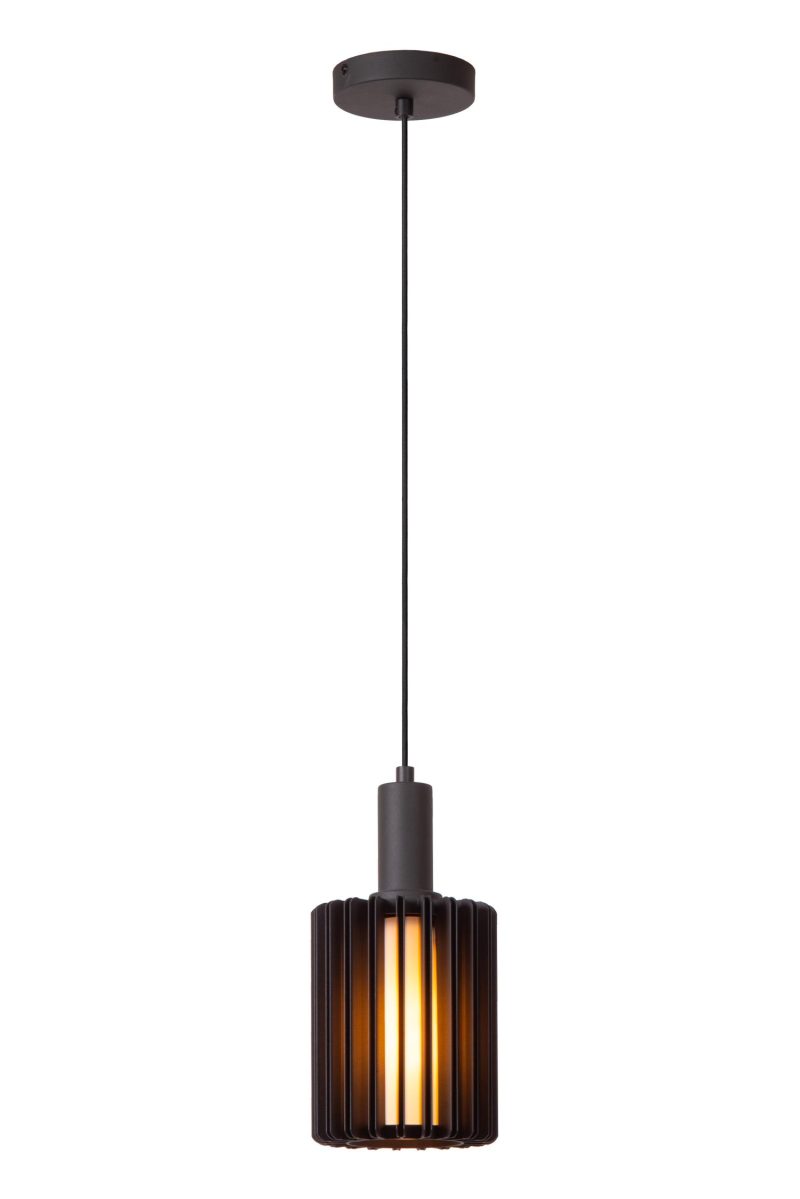 LUCIDE LAMBRES - Hanglamp - Ø 15 cm - 1xE27 - Zwart