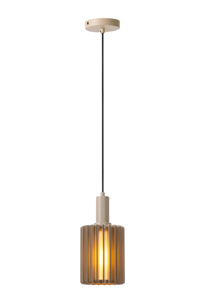 LUCIDE LAMBRES - Hanglamp - Ø 15 cm - 1xE27 - Taupe