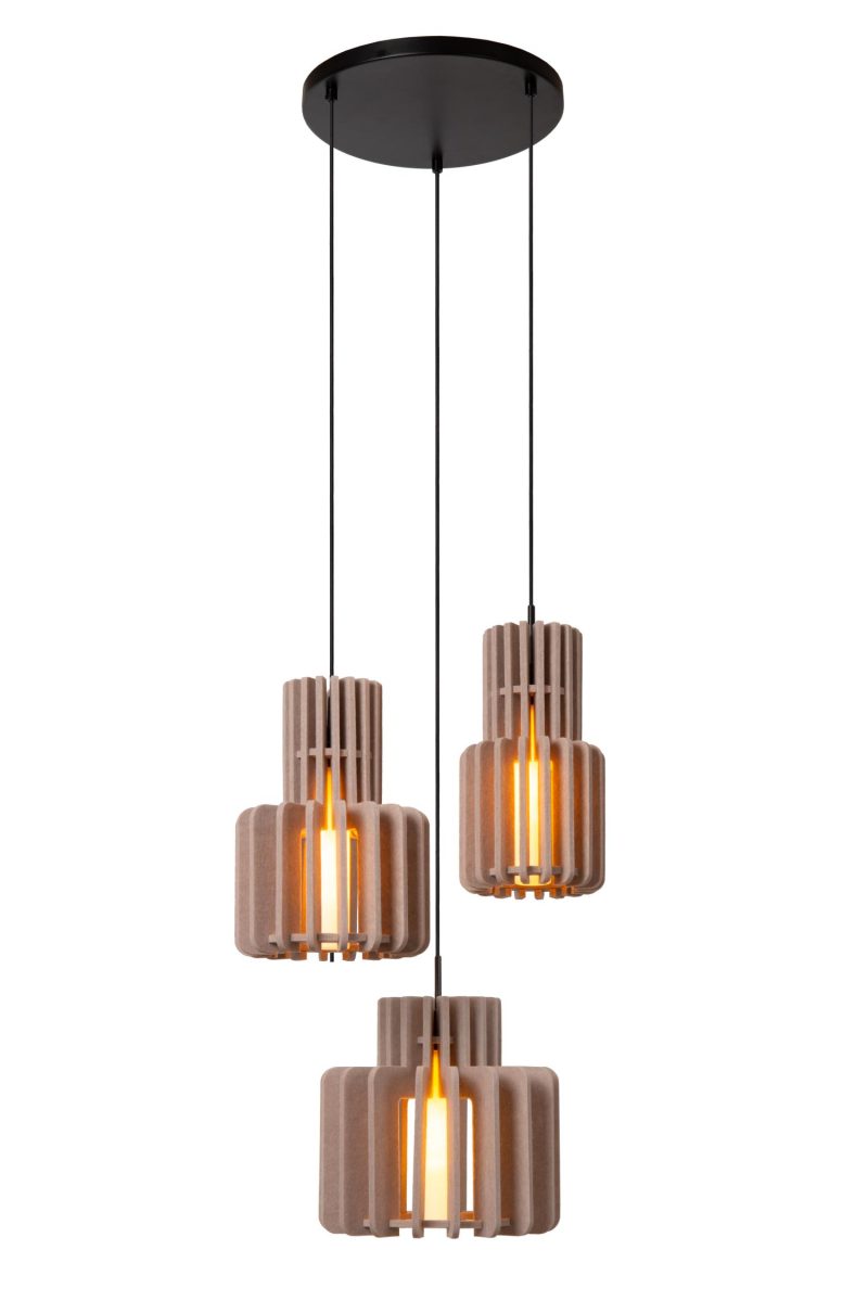 LUCIDE ROLLO - Hanglamp - 3xE27 - Taupe