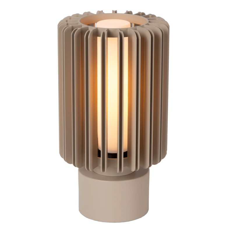LUCIDE LAMBRES - Lampe de Table - Ø 15 cm - 1xE27 - Taupe