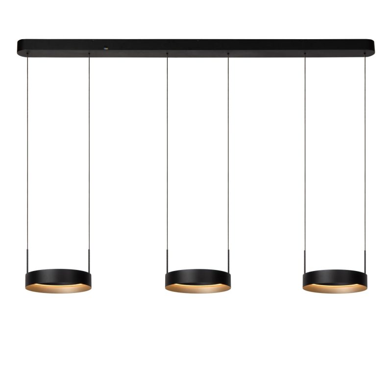 LUCIDE RADIANT - Lampada a Sospensione - LED Dimmerabile - CCT - 3x18,6W 2200K/3000K - Nero - Vibes
