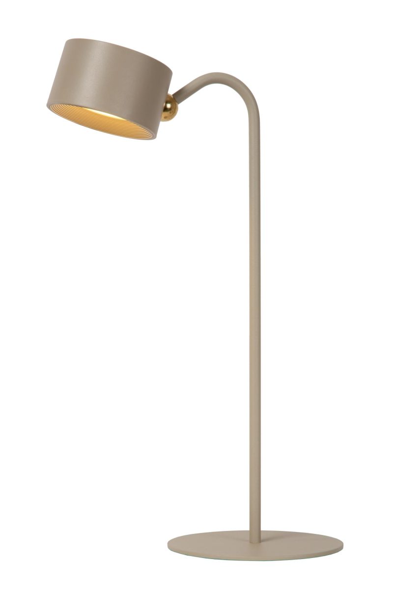 LUCIDE JOLAN - Oplaadbare Bureaulamp/Klemlamp/Wandlamp - Accu/Batterij - LED Dim to warm - 1x3,5W 2700K/5700K - Taupe