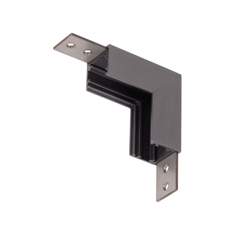 LUCIDE Premium LINIAL Opbouwrail - Hoek Verticaal - 1 fase Railsysteem / Railverlichting - Smart - 48V Track - Mat Zwart Chroom