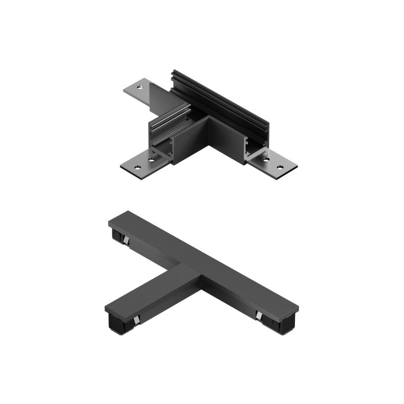 LUCIDE Premium LINIAL T-Verbinder - 1-Phasen Schienensystem / Schienenbeleuchtung - Smart - 48V Schiene - Matt Schwarz Chrom