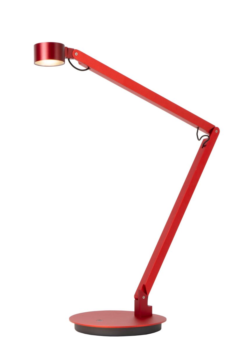 LUCIDE OGDEN - Bureaulamp - LED 3 StepDim - 1x7W 3000K - Rood - Premium