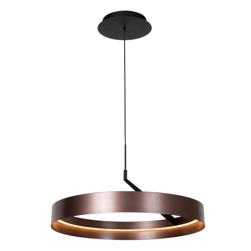 LUCIDE LEONARD - Hanglamp - Ø 54,5 cm - LED 3 StepDim - CCT - 1x36W 2200K/3000K - Koffie - Vibes