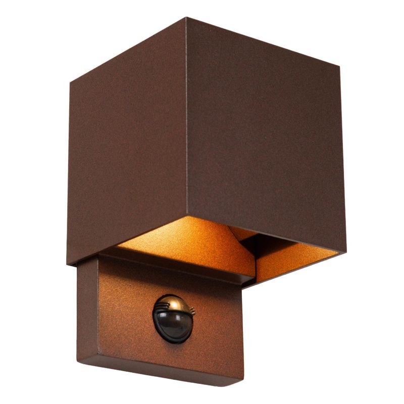 LUCIDE TADZIO - Applique Interno/Esterna - LED - CCT - 1x7W 2700K/4000K - IP65 - Sensore di Movimento - Marrone Ruggine - Essenziale