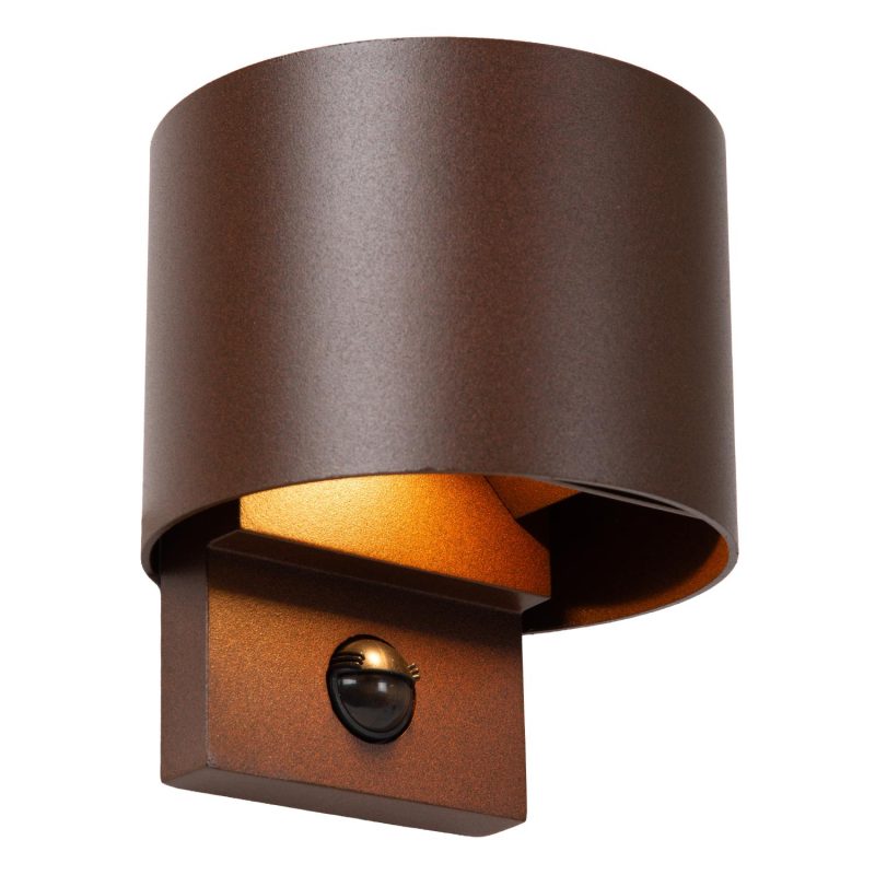 LUCIDE TADZIO - Applique Interno/Esterno - LED - CCT - 1x7W 2700K/4000K - IP65 - Sensore di Movimento - Marrone Ruggine - Essential
