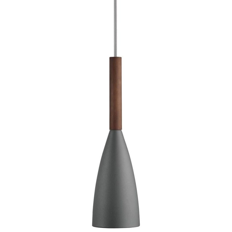 Nordlux Hanglamp grijs, metaal en hout, E27 fitting, dimbaar
