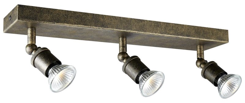 Fantasia Stuga plafonnier rectangle rouille 3xGU10 5W dimmable orientable