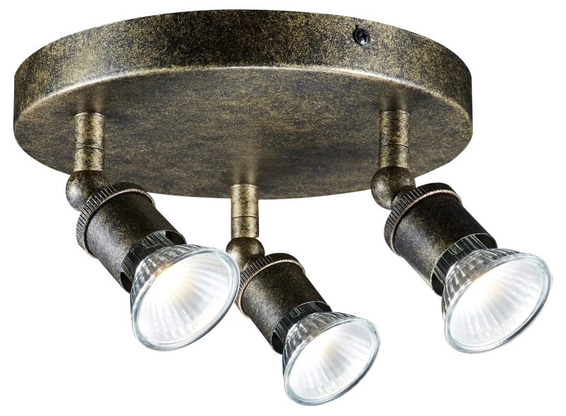 Fantasia Stuga round ceiling lamp rust metal 3x GU10 LED dimmable