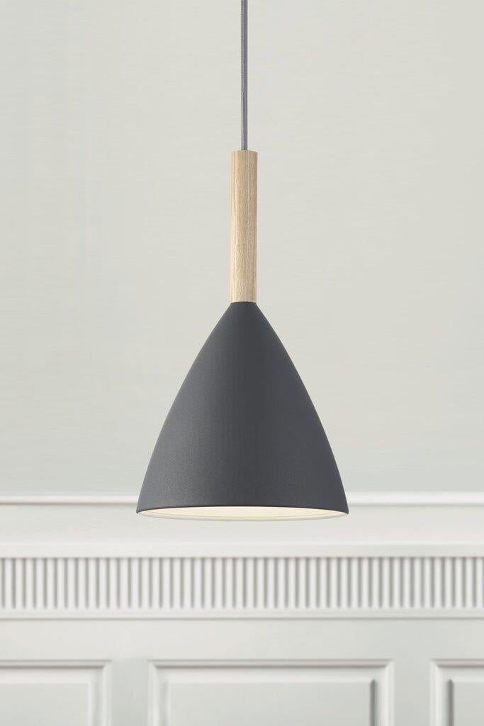 Nordlux Hanglamp grijs metaal en hout, E27 fitting, dimbaar, IP20