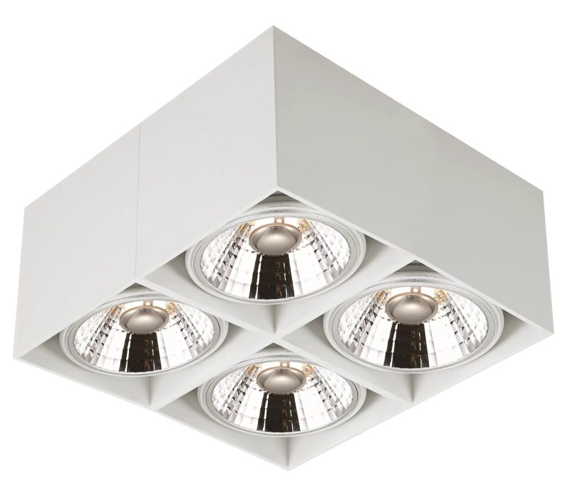 Fantasia BOX-4L plafondlamp vierkant, 4x AR111 12W dimbaar, wit