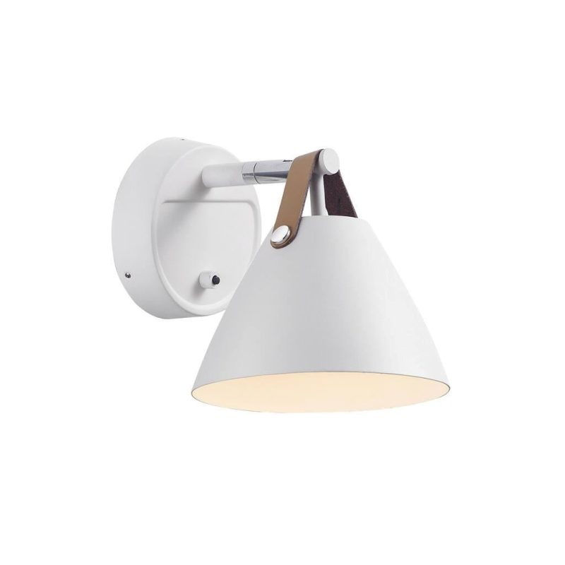 Nordlux Lampada da parete industriale metallo e pelle, bianco, GU10