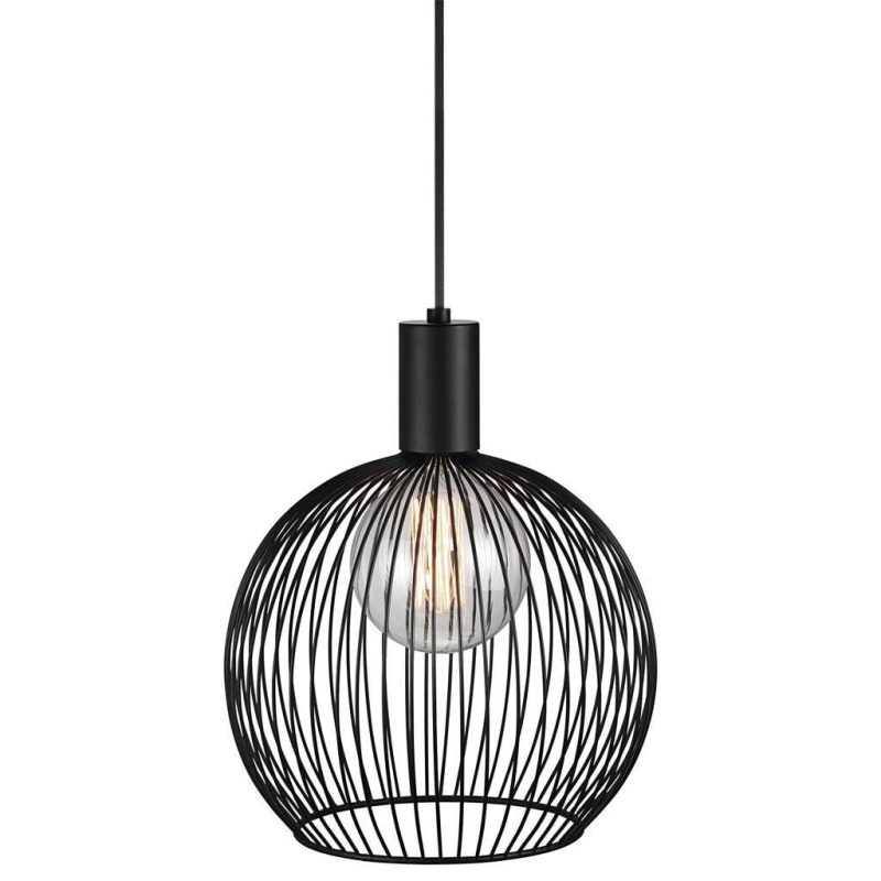 Nordlux Gebogen metaaldraad hanglamp zwart E27 Ø50 cm dimbaar