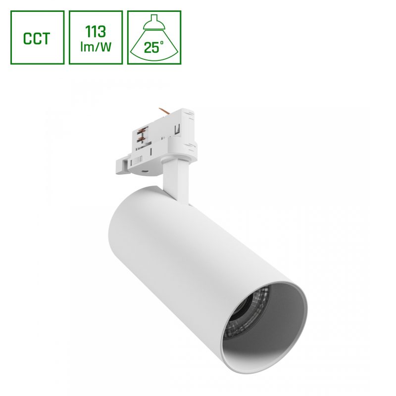 Spectrum LED ANDROMEDA PRIME TRACKLIGHT 3F 3CCT 24W 230V 25deg IP20 di.76x177x228mm WHITE SPECTRUM
