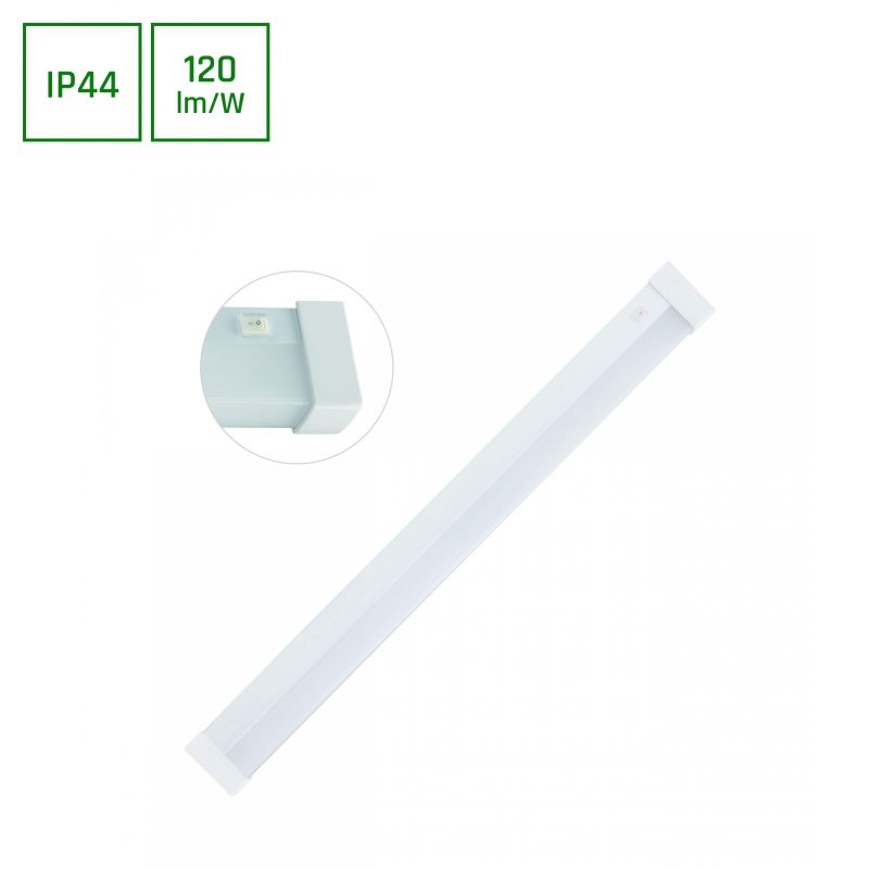 Spectrum LED AQUATICA 15W NW 230V 150DEG IP44 596X46X63 WHITE SQUARE ENDS, SWITCH