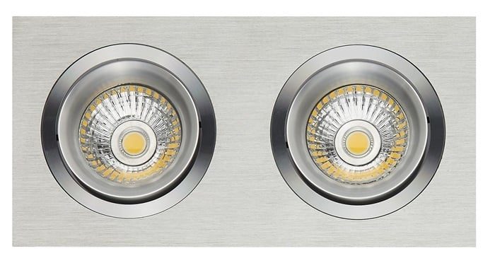 Fantasia doppio faretto da incasso alluminio grigio GU10, fisso oro