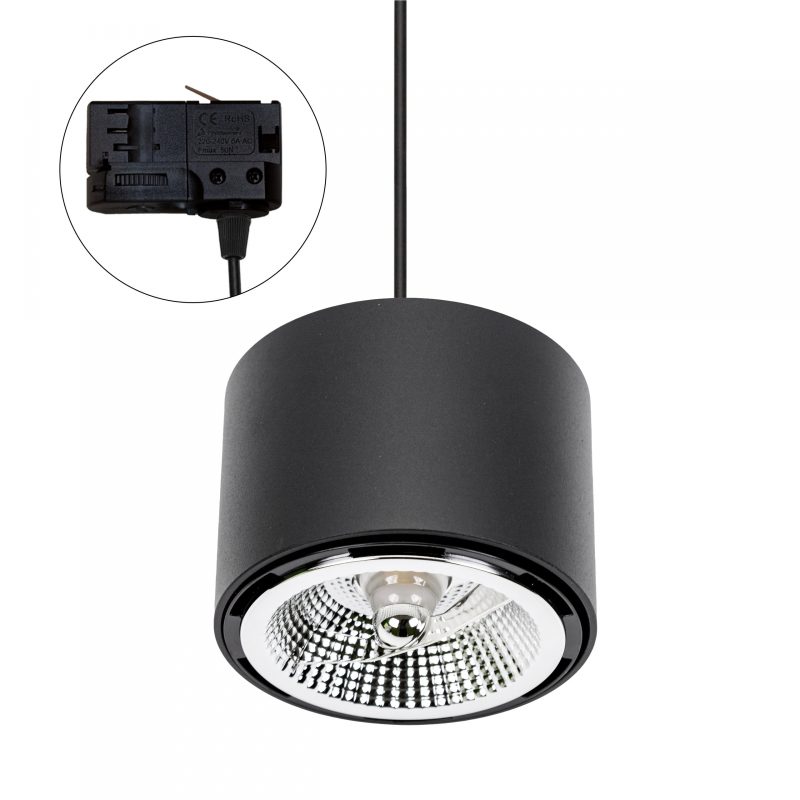 Spectrum LED CHLOE AR111 3 PHASE TRACK MOUNTED GU10 250V IP20 120X85MM BLACK ROUND FIXED