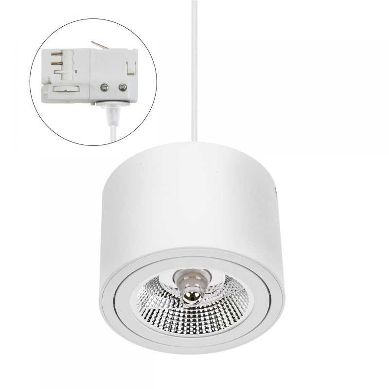Spectrum LED CHLOE AR111 3 PHASE TRACK MOUNTED GU10 250V IP20 139X100MM WHITE ROUND ADJUSTABLE